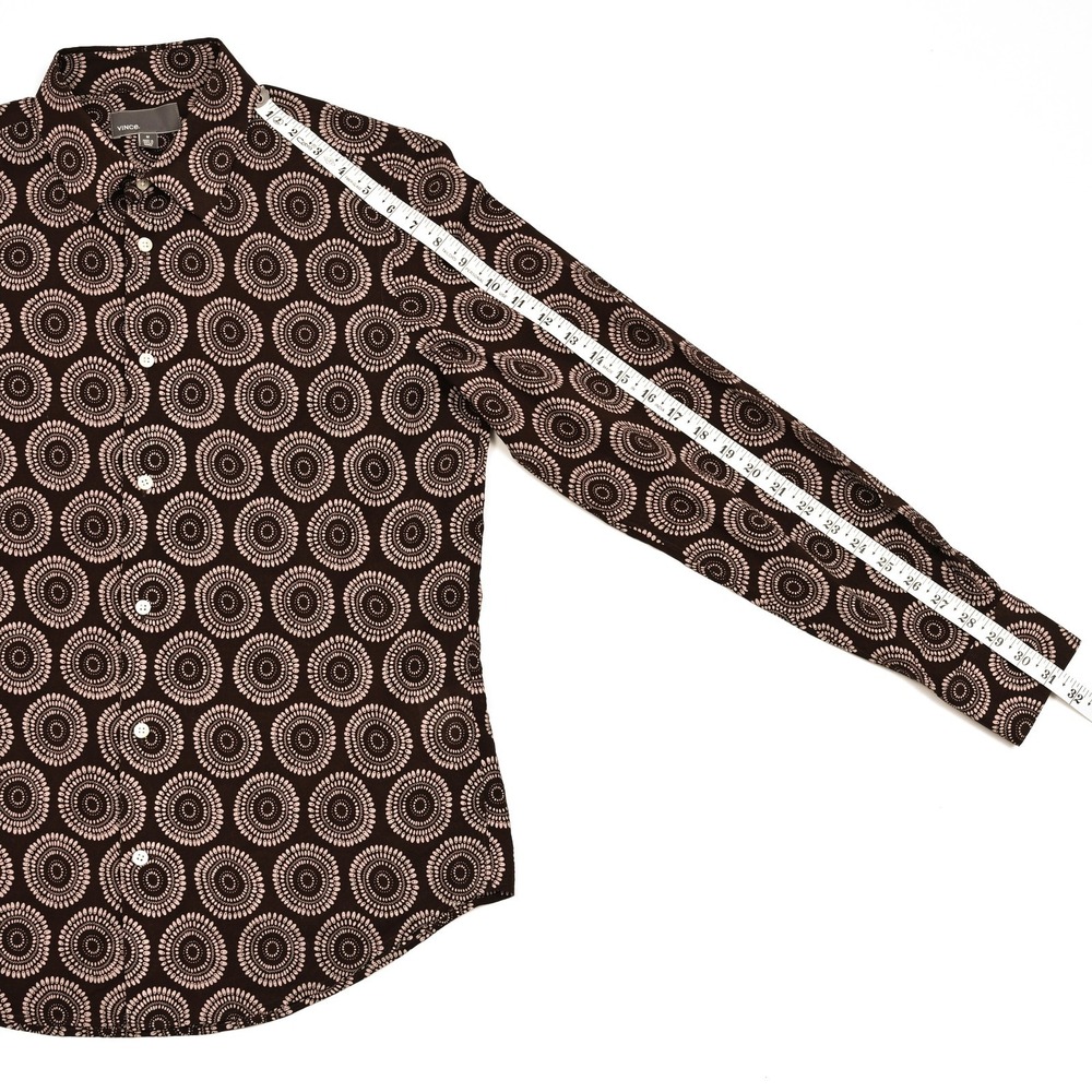 Vince Men's Medium Button‎ Up L/S Shirt Geometric Casual Soft Lightweight Preppy - Picture 5 of 9
